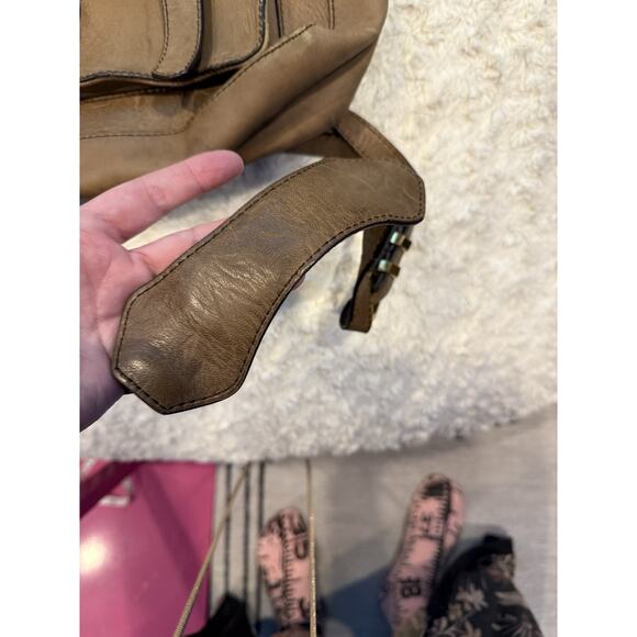 orYANY Brown Leather Pushlock Briefcase Messenger Crossbody Bag - Picture 7 of 10